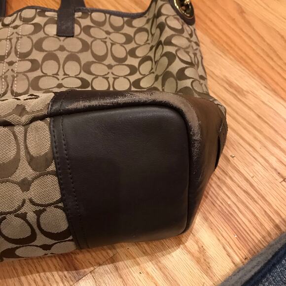 Coach Hadley Duffle Handbag Tote in brown signature canvas brown leather trim - Picture 2 of 6